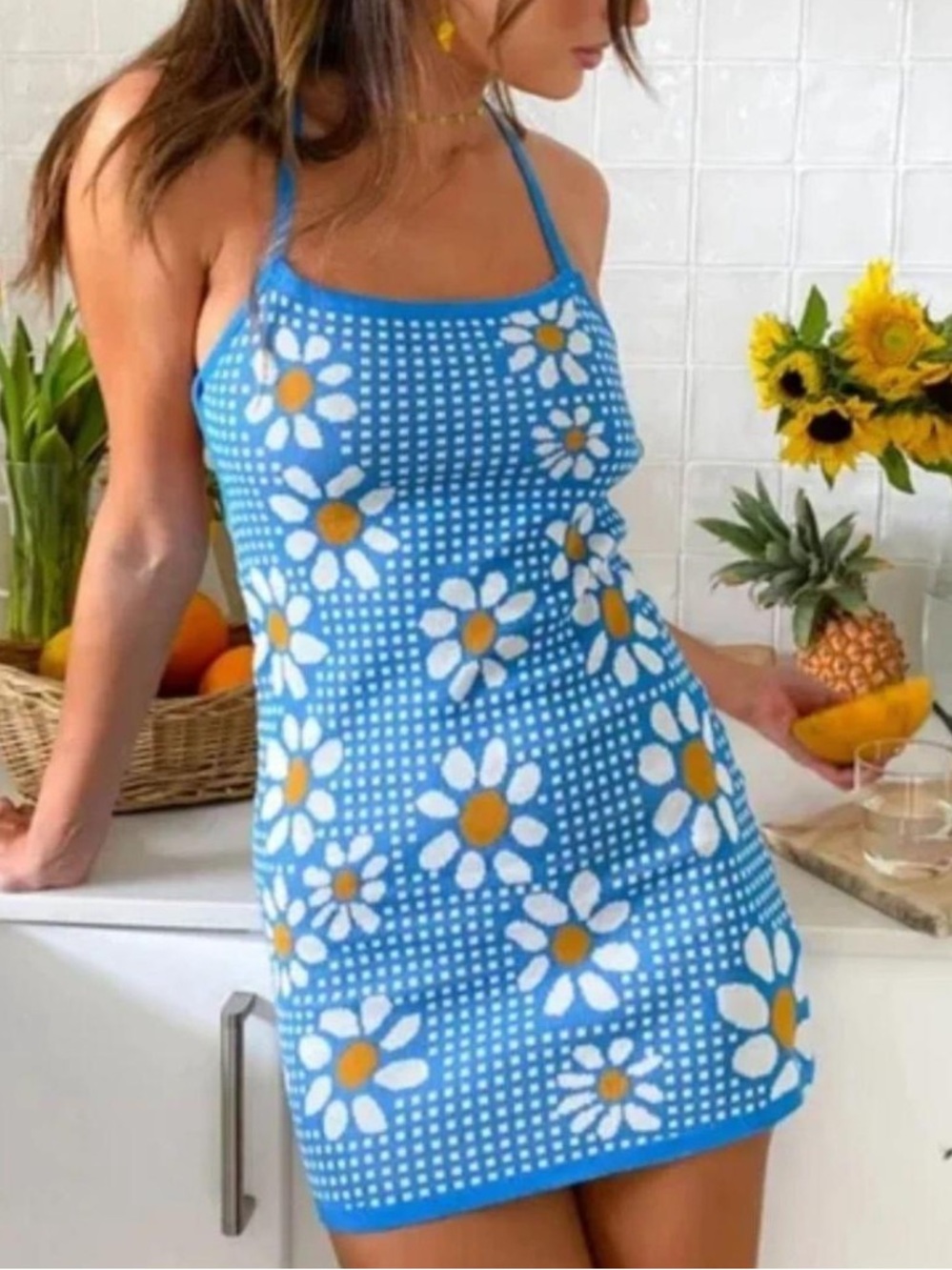 $15sale cinder Spaghetti Strap Blogger Favorite Daisy Jacquard Tie Back Mini